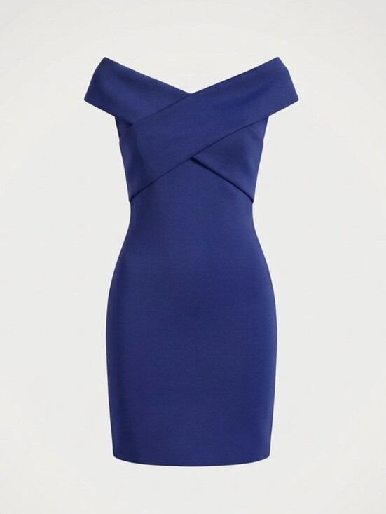 Ralph Lauren Purple Label Dresses & Skirts - Ralph Lauren Purple Label Dark Blue Off-Shoulder Cross-Front Sheath Dress, US 6